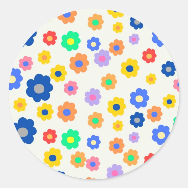 Farbenfrohe Y2K-Blume-Indie-Muster Runder Aufkleber (Vorderseite)