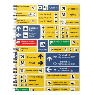Farbenfrohe Yellow Blue Airport Signards Notizblock