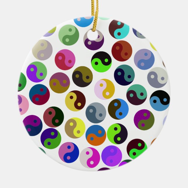 Farbenfrohe Ying Yang Pattern Keramik Ornament (Vorne)