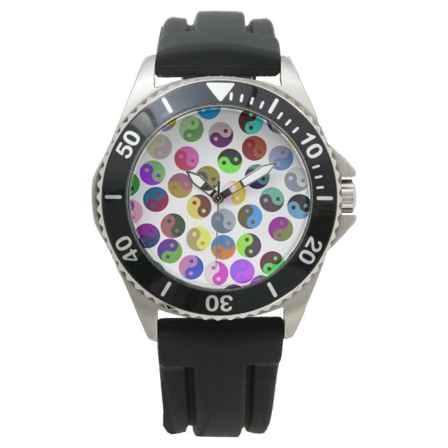 Farbenfrohe Ying Yang Pattern Watch Armbanduhr (Vorderseite)