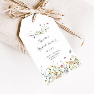 Farbenfrohe zarte Wildblumen Brautdusche Geschenkanhänger