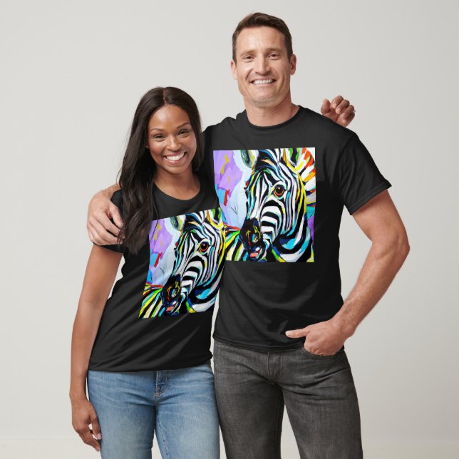 Farbenfrohe Zebra #1 im Stil von Leonid Afremov. T-Shirt (Unisex)