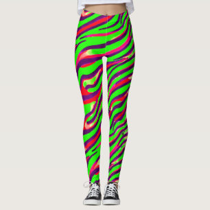 Farbenfrohe Zebra-Druckleiste Abstraktes Muster Leggings