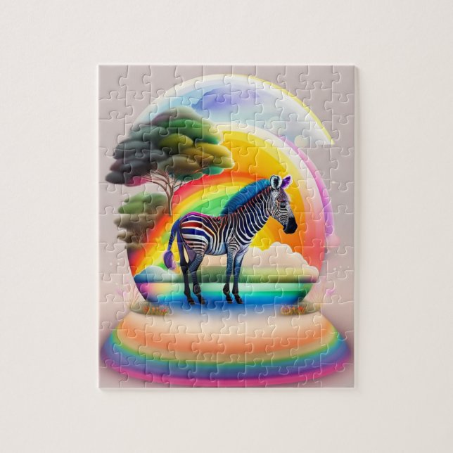 Farbenfrohe Zebra mit Regenbogenfarben, Zebra Puzzle (Vertikal)