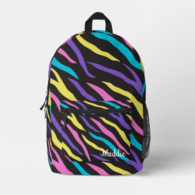 Farbenfrohe Zebra Muster Bedruckter Rucksack (Vorderseite)