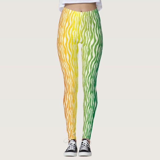 Farbenfrohe Zebra Muster Print Leggings (Vorderseite)
