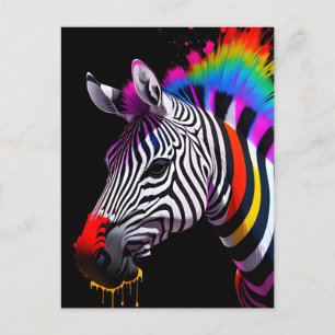 Farbenfrohe Zebra Postkarte