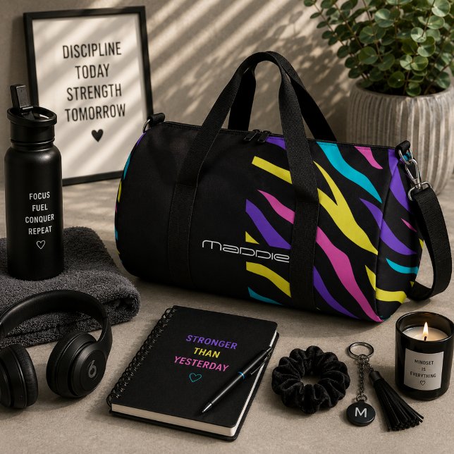 Farbenfrohe Zebra Streifen Muster Duffle Bag (Von Creator hochgeladen)