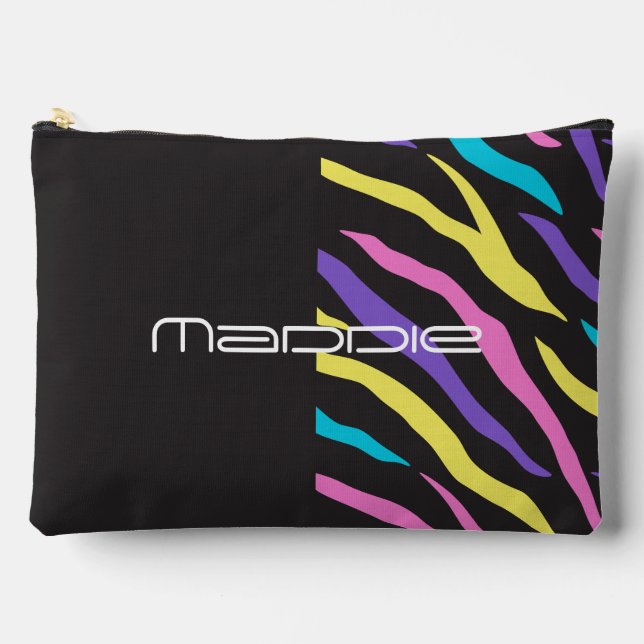Farbenfrohe Zebra Streifen Muster Zubehör Beutel (Vorderseite)