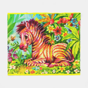 Farbenfrohe Zebradrucke der 60er Jahre Fleecedecke
