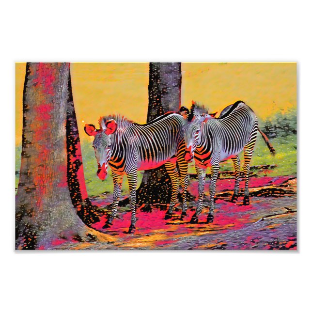 Farbenfrohe Zebras Fotodruck (Vorne)