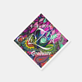 Farbenfrohe Zen Tangle Monogram Napkins Serviette