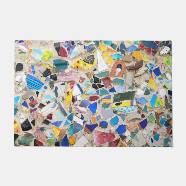 Farbenfrohe zerbrochene Keramik-Wandbild sehr unge Fußmatte (Vorderseite)