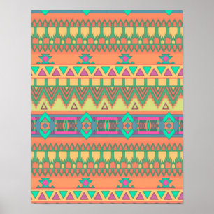 Farbenfrohe Zickzack Zig Zag Tribal Aztec Ikat Mus Poster
