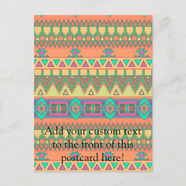 Farbenfrohe Zickzack Zig Zag Tribal Aztec Ikat Mus Postkarte (Vorderseite)