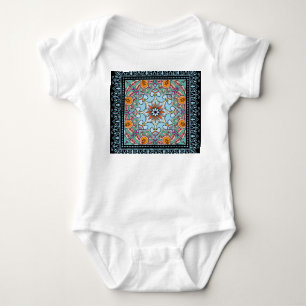 Farbenfrohe Zierdoodle: symmetrisches Muster. Baby Strampler