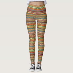 Farbenfrohe Zig-Zag-Leggings mit gewirkter Wirkung Leggings