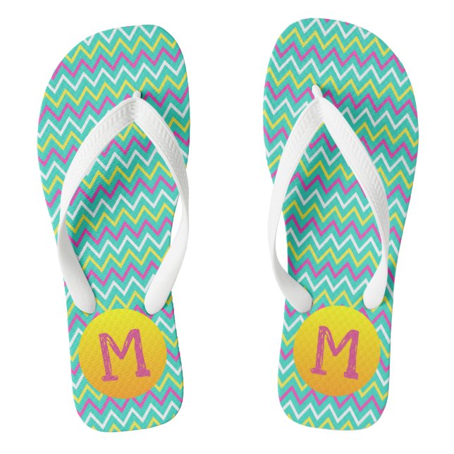 Farbenfrohe Zig Zag Streifen Flip Flops (Fußbett)