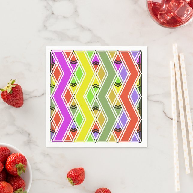 Farbenfrohe Zigzag Lines Paper Napkins Serviette (Von Creator hochgeladen)