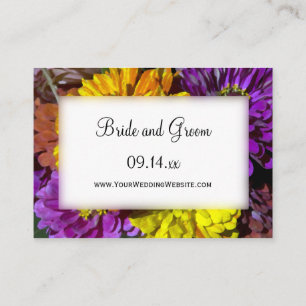 Farbenfrohe Zinnia-Blume Hochzeiten Website-Karten Begleitkarte