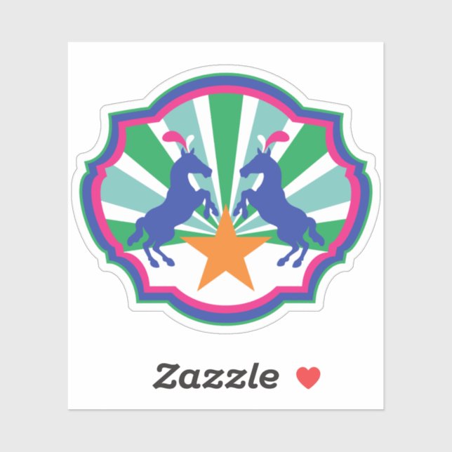 Farbenfrohe Zirkusausstellung Ponys Aufkleber (Blatt)