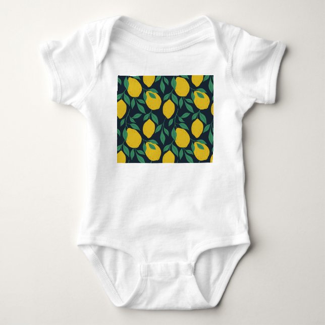 Farbenfrohe Zitronen: Handgezogene Dynamik. Baby Strampler (Vorderseite)
