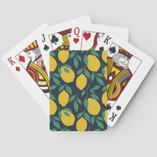Farbenfrohe Zitronen: Handgezogene Dynamik. Spielkarten (Rückseite)