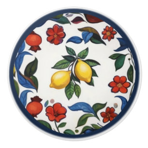 Farbenfrohe Zitronen Traditionelle Volksflora Keramikknauf