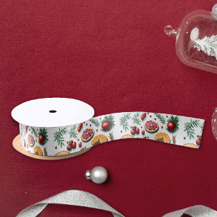 Farbenfrohe Zitrusfrüchte Weihnachtskekse Muster Satinband