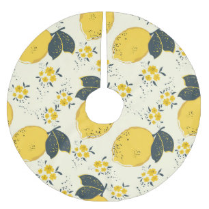 Farbenfrohe Zitrusfrüchte, Zitrone Blume. Polyester Weihnachtsbaumdecke