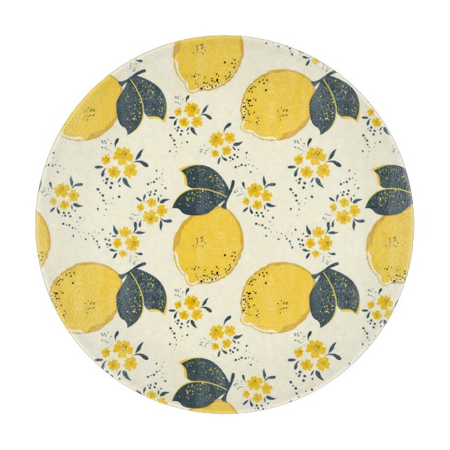 Farbenfrohe Zitrusfrüchte, Zitrone Blume. Schneidebrett (Vorderseite)