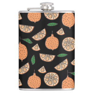Farbenfrohe Zitrusmuster-Flasche Flachmann