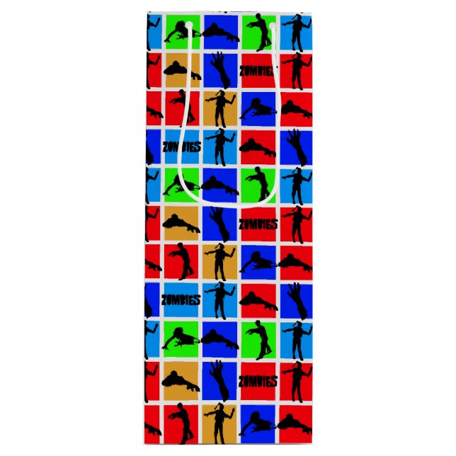 Farbenfrohe Zombies Muster Geschenktüte Für Weinflaschen (Vorderseite)