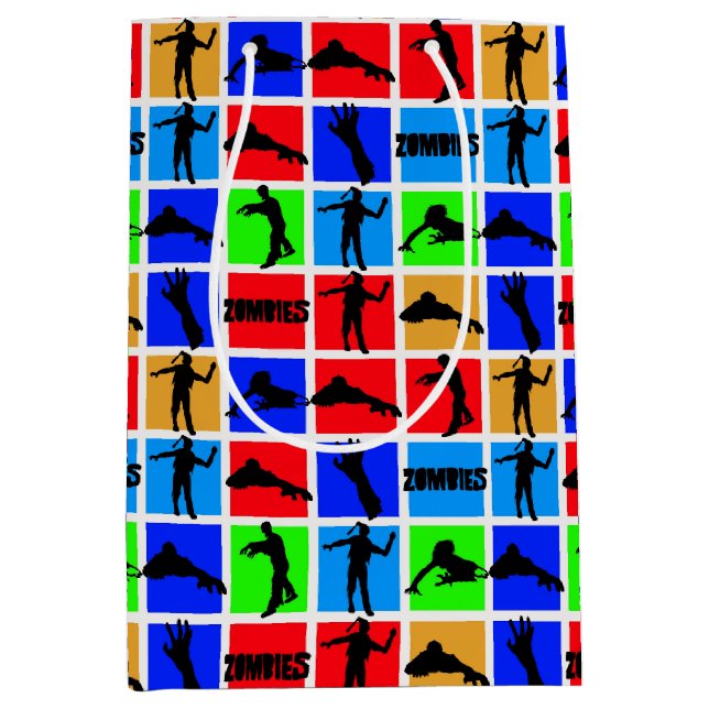 Farbenfrohe Zombies Muster Mittlere Geschenktüte (Vorderseite)