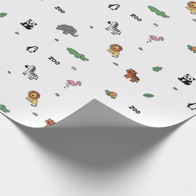Farbenfrohe Zoo Animal Fun Geschenkpapier (Ecke)