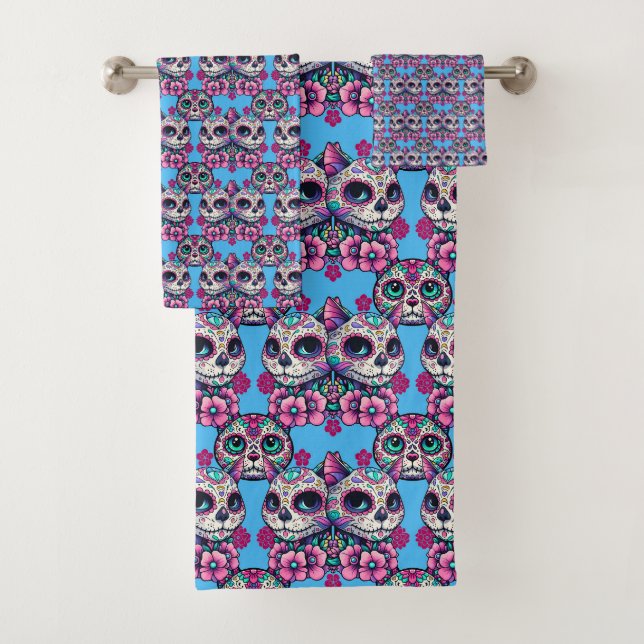 Farbenfrohe Zuckerkatze Muster Badhandtuch Set (Insitu)