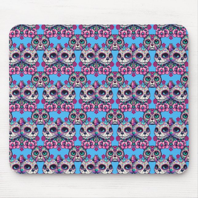 Farbenfrohe Zuckerkatze Muster Mousepad (Vorne)