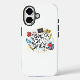 Farbenfrohe Zurück zur Illustration iPhone 16 Hülle