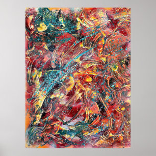 Farbenfroher abstrakter Kunstprint – Ignition Nr. Poster