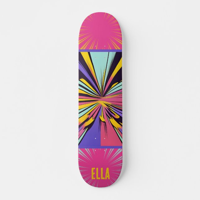 Farbenfroher Abstrakter Pop Art Personalisiert Ska Skateboard (Vorne)