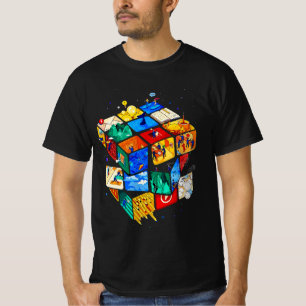 Farbenfroher abstrakter Würfel im Weltraum Moder T-Shirt