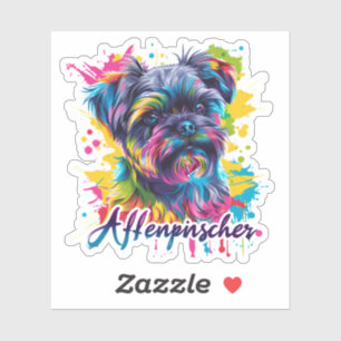 Farbenfroher “Affenpinscher”-Hund Lebendige Pop-Ar Aufkleber