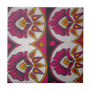 Farbenfroher afrikanischer Stoff-Motiv-Kunst-Druck Fliese