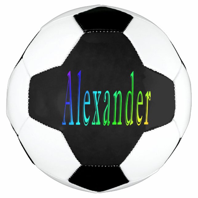 Farbenfroher Alexander Name, Soccerball Fußball (Vorderseite)