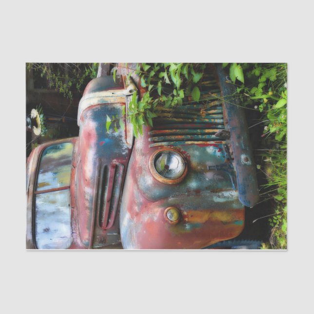 Farbenfroher Altlastwagen Seidenpapier (Vorderseite)