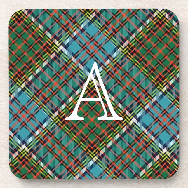 Farbenfroher Anderson Clan Kariert Monogram Unters Untersetzer (Vorderseite)