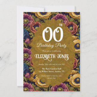 Farbenfroher Anemone-Charm zum Geburtstag, maßgesc Einladung