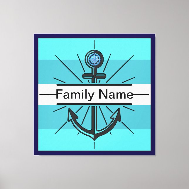 Farbenfroher Anker mit anpassbarer Taste Leinwanddruck (Vorderseite)