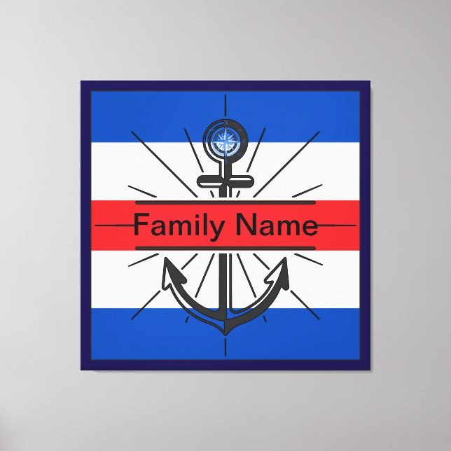 Farbenfroher Anker mit anpassbarer Taste Leinwanddruck (Vorderseite)