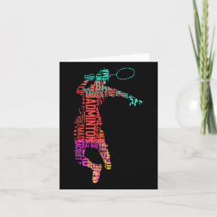 Farbenfroher Badminton Player _ Shuttle Racket _ B Karte